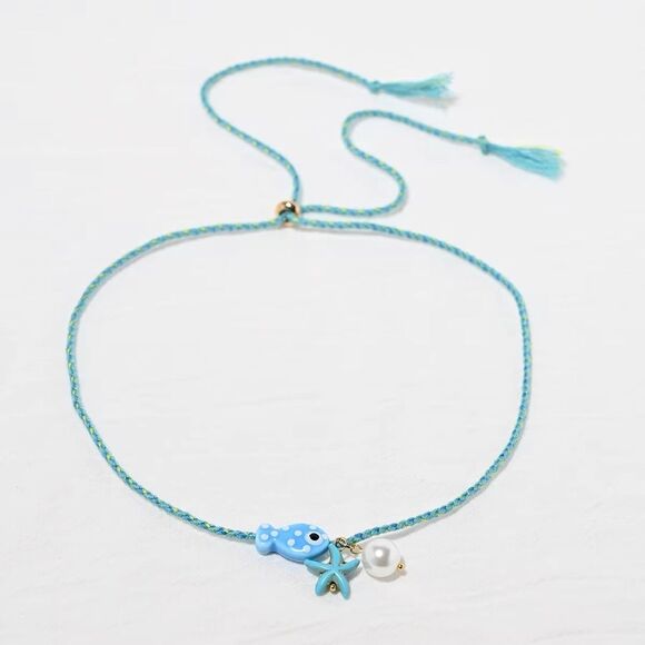 Free People Jewelry - Blue Fish Charm Necklace N1771